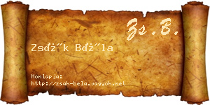 Zsák Béla névjegykártya