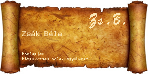 Zsák Béla névjegykártya